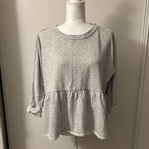 Anthropologie Light Gray Peplum Sweatshirt